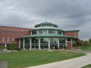 The front of the three-story Millennium Student Center on UMSL's campus.