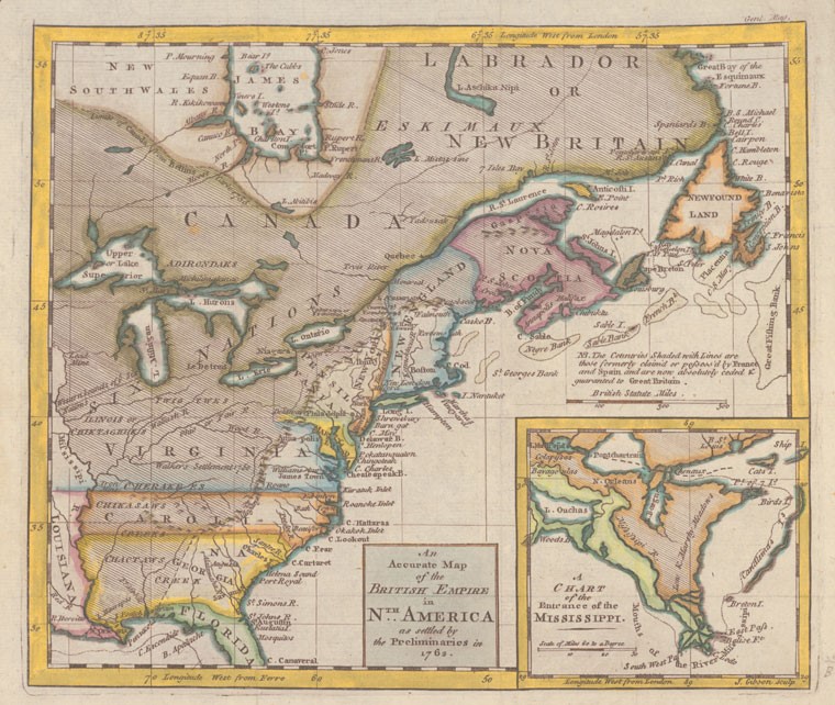 Map of Colonial North America 1762