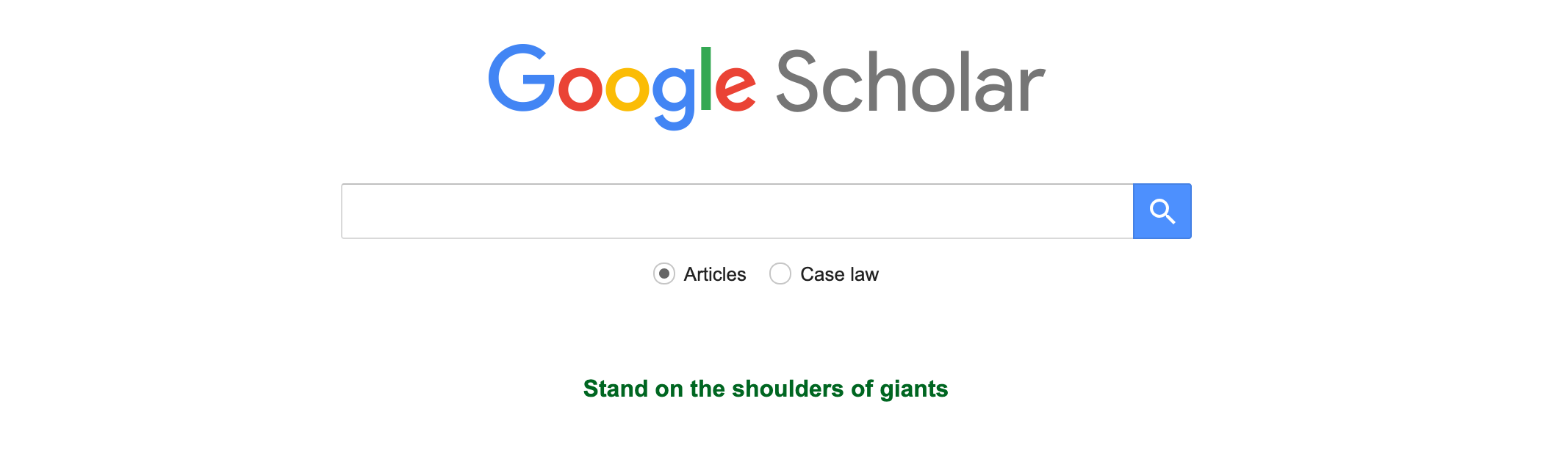 Screenshot of Google Scholar homepage
